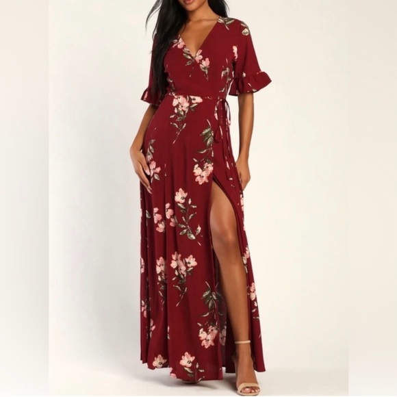 ❤️Lulus Pink and Burgundy September Sunrise Dress - Picture 2 of 4